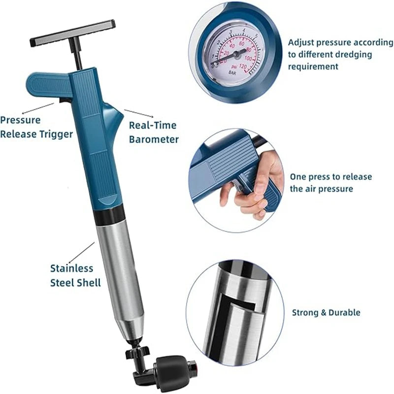 High-Pressure Air Drain Blaster – Toilet & Pipe Unclogger Tool