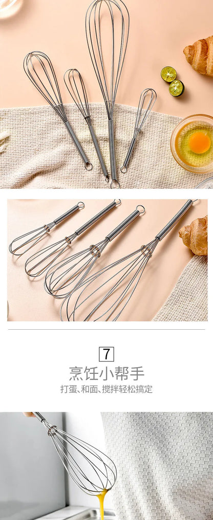 Rotary Manual Egg Beater — Stainless Steel Hand Whisk Mixer
