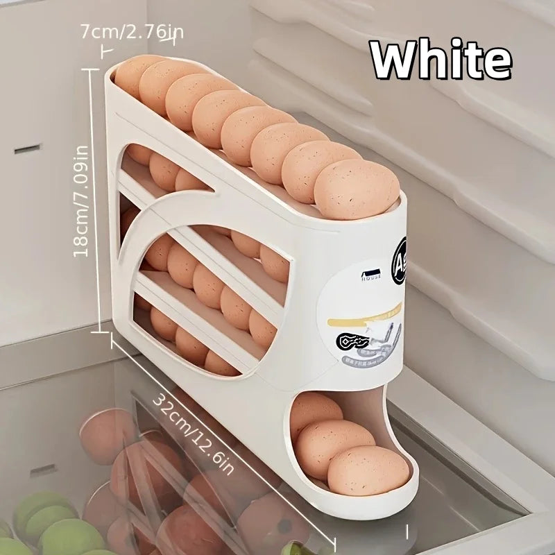 3-Tier Rolling Egg Storage Container for Fridge — Holds 24 Eggs