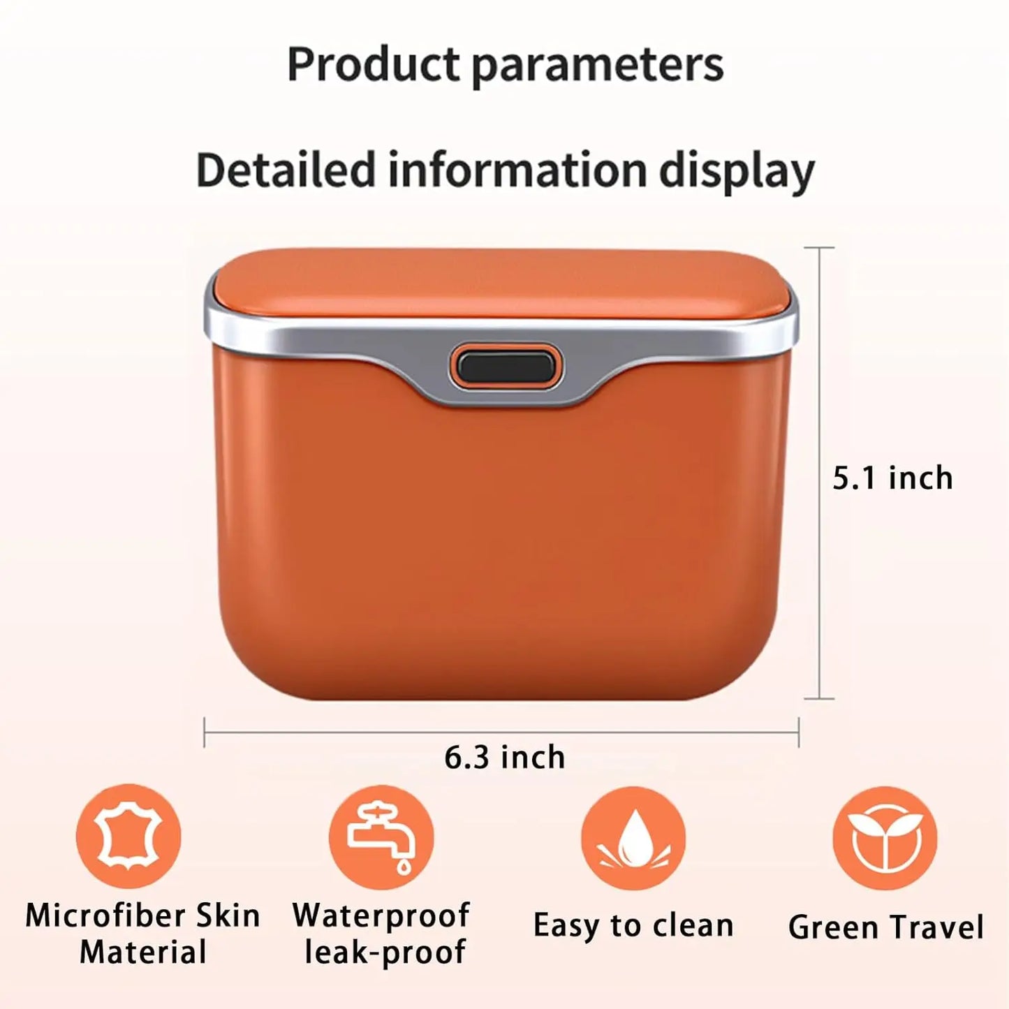 Leakproof Car Trash Can with Lid — Waterproof Auto Garbage Bin for Back Seat & Door
