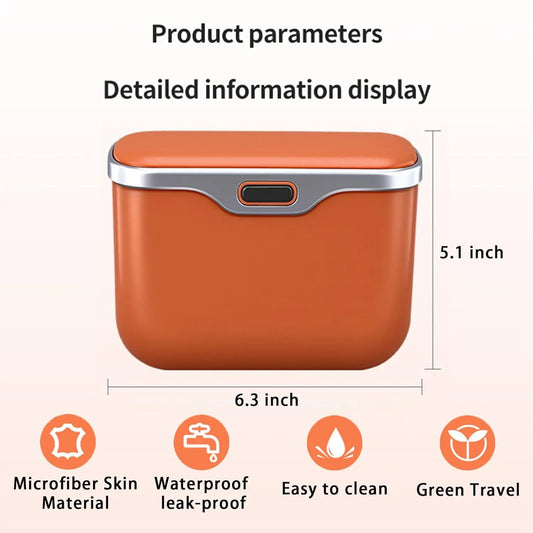 Leakproof Car Trash Can with Lid — Waterproof Auto Garbage Bin for Back Seat & Door