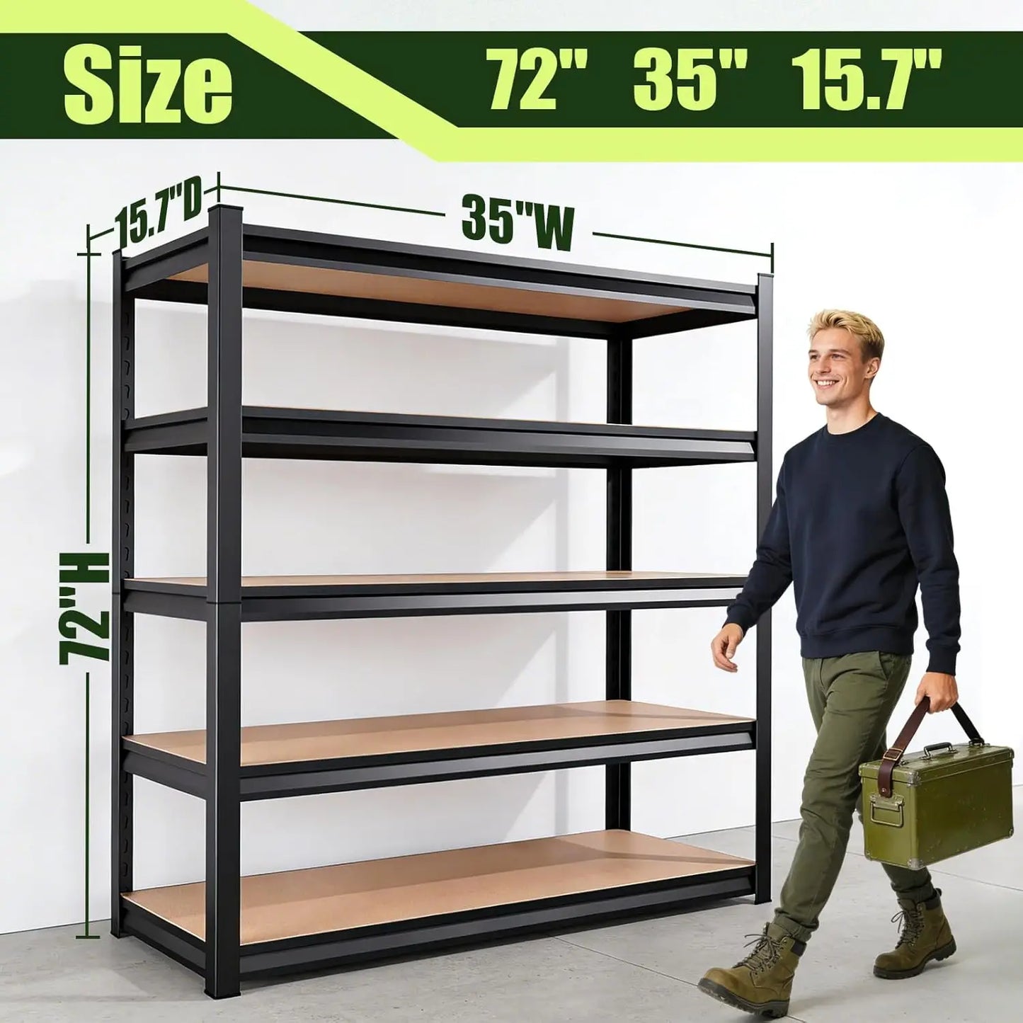 2000LBS Heavy Duty Garage Shelving Unit — 5-Tier Adjustable Metal Storage Shelves