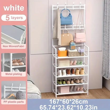 Hallway Clothes Hanger and Shoe Rack — Entryway Organizer for Shoes, Coats, Hats & Bags