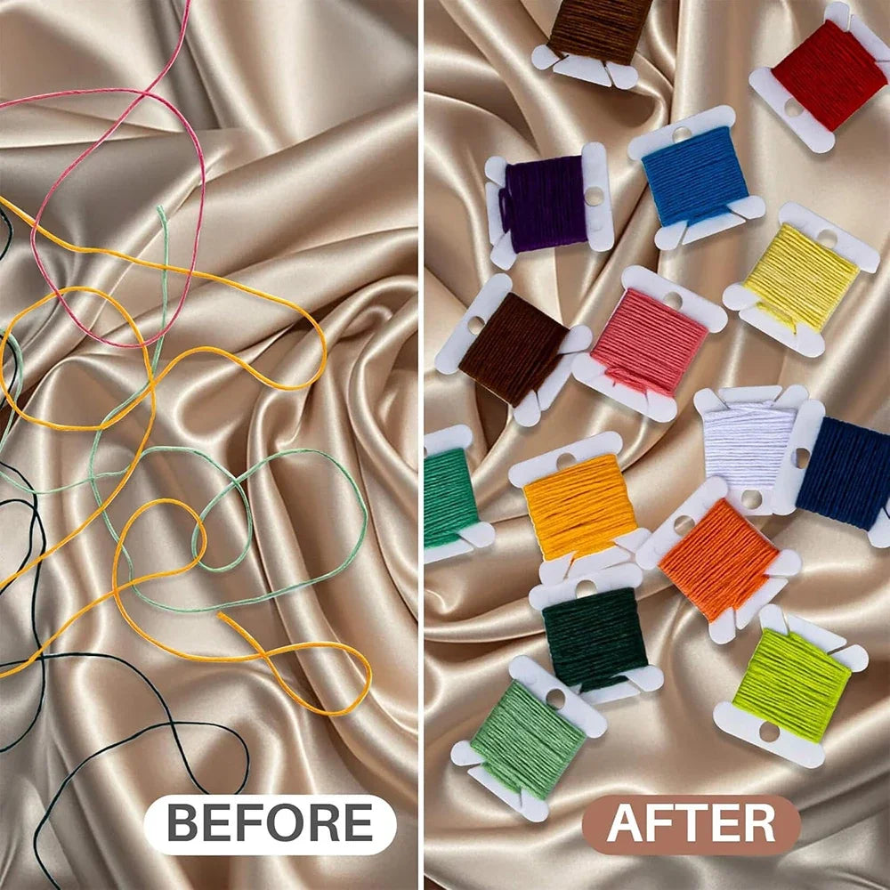 Plastic Embroidery Floss Bobbins — Thread Organizer for Cross Stitch & DIY Sewing (50 or 100pcs)