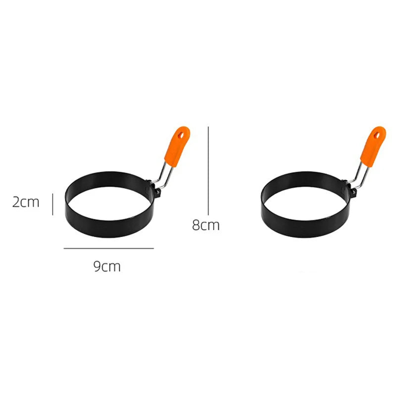 Stainless Steel Fried Egg Ring Mold — Heat-Resistant Silicone Handle & Non-Stick Egg Shaper