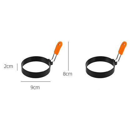Stainless Steel Fried Egg Ring Mold — Heat-Resistant Silicone Handle & Non-Stick Egg Shaper
