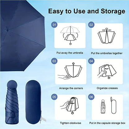 Compact Travel Mini Umbrella — UV Protection 5-Fold Ultra Lightweight Sunshade