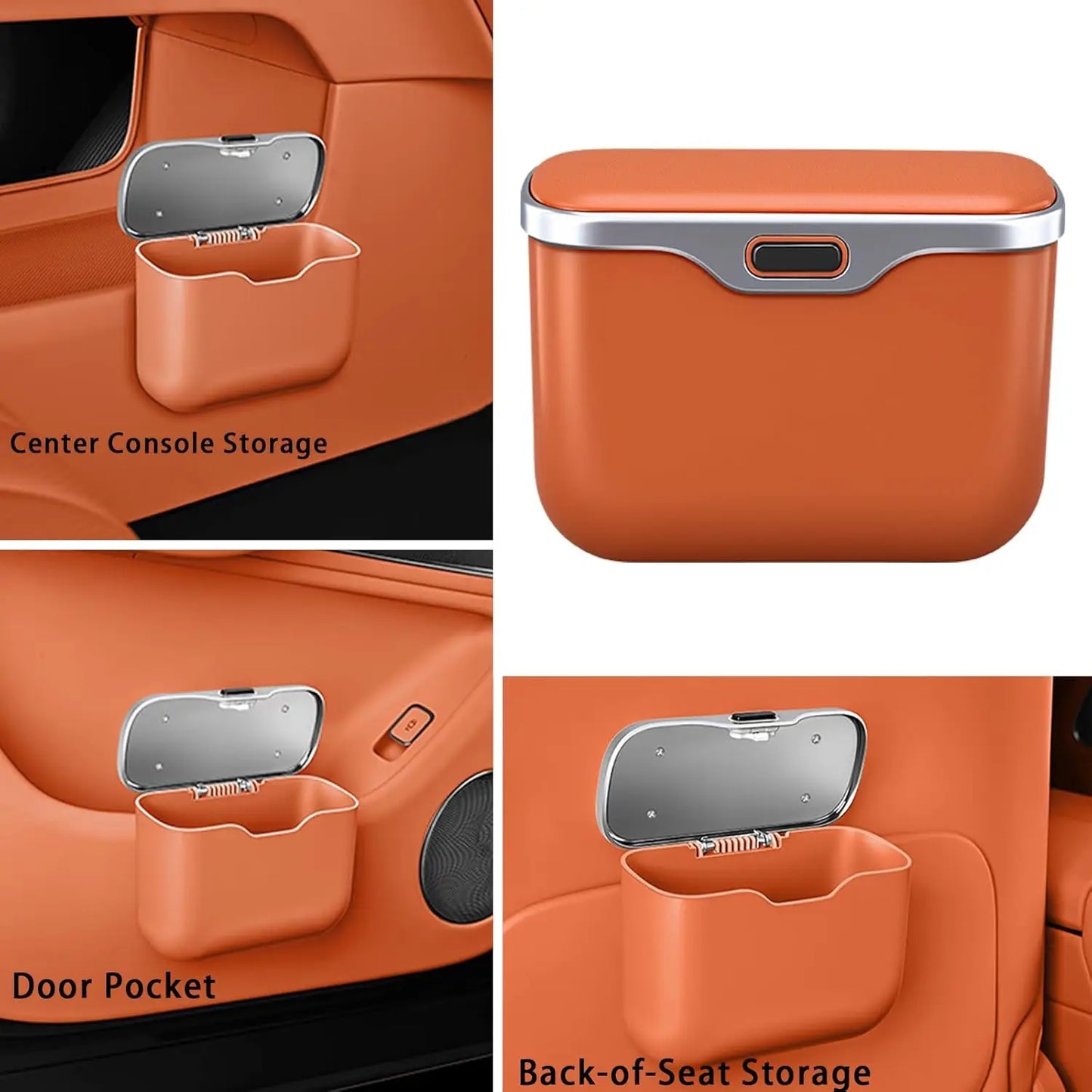 Leakproof Car Trash Can with Lid — Waterproof Auto Garbage Bin for Back Seat & Door