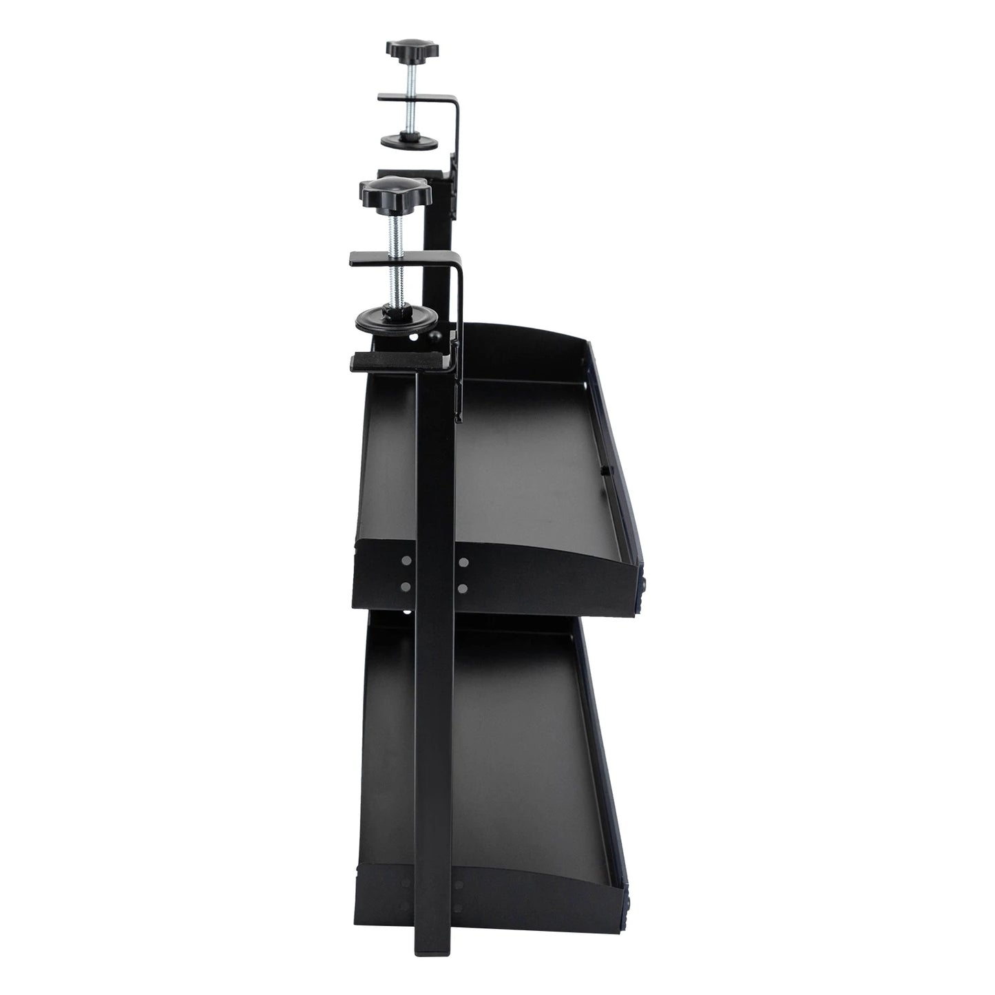 2-Tier Clamp-On Desk Shelf — Above or Under Table Corner Organizer, Black