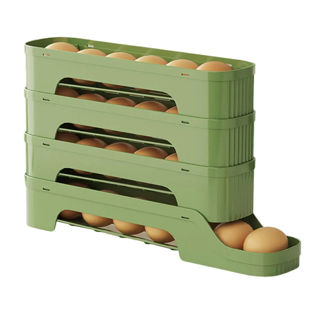 Durable Slide Egg Organizer Rack — 2, 3 & 4 Layer | Large Capacity Fridge Storage Box