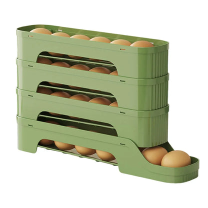 Durable Slide Egg Organizer Rack — 2, 3 & 4 Layer | Large Capacity Fridge Storage Box