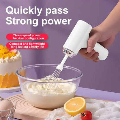 Wireless Electric Egg Beater — Handheld Food Mixer with 3 Speed Settings