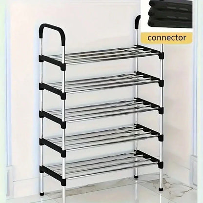 5-Layer Stackable Shoe Rack — Space-Saving Vertical Shoe Storage Cabinet in Black & Blue