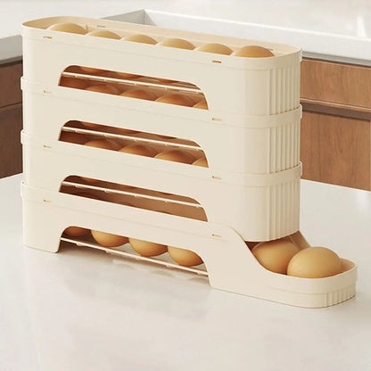 Durable Slide Egg Organizer Rack — 2, 3 & 4 Layer | Large Capacity Fridge Storage Box
