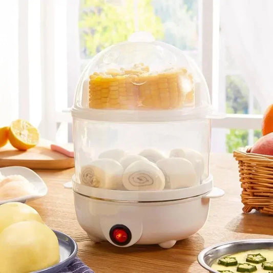 Double Layer Electric Egg Cooker & Steamer — Boil, Poach & Steam Eggs and Veggies