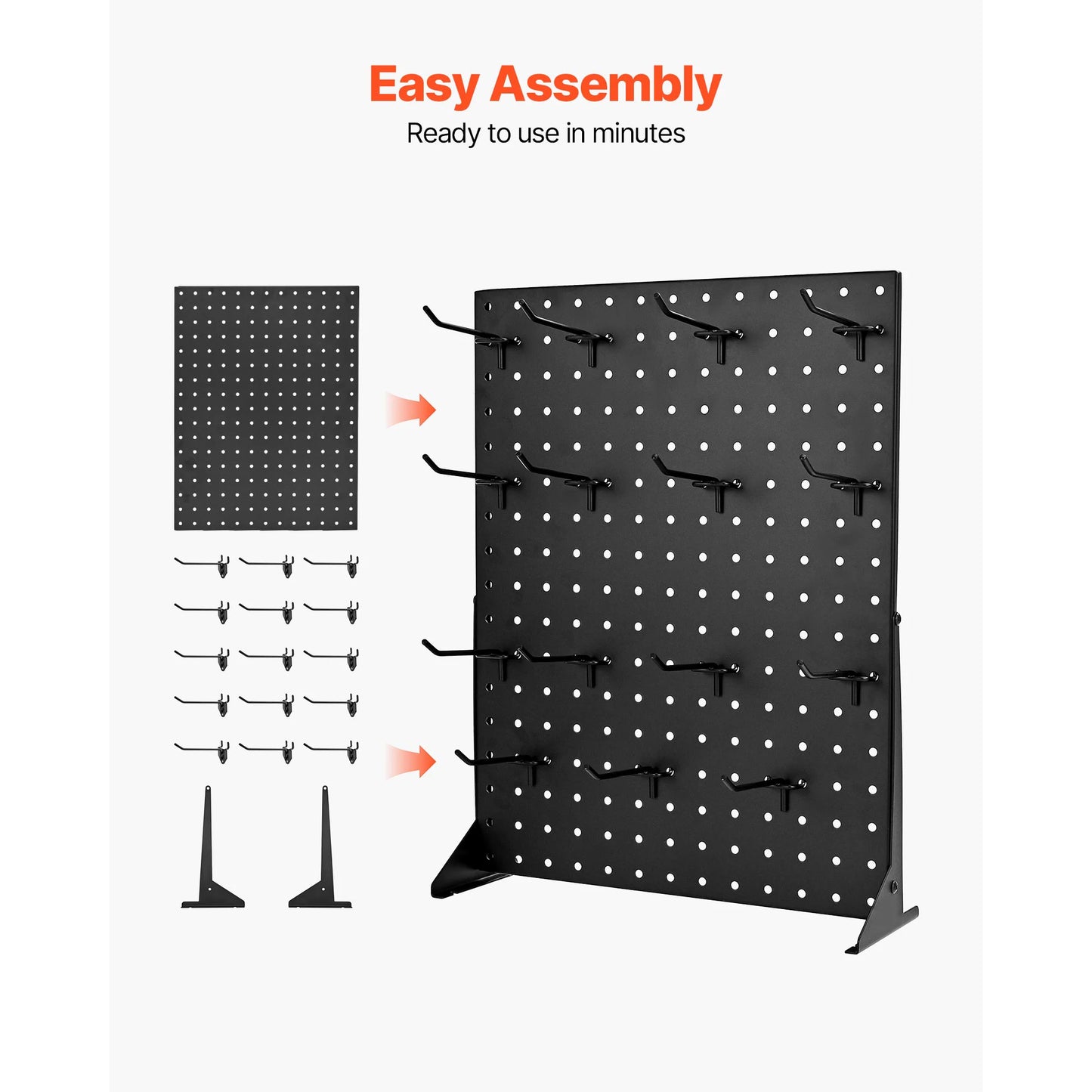 Tabletop Pegboard Display Stand — 17x13in Steel Peg Board with 15 Hooks for Retail & Jewelry