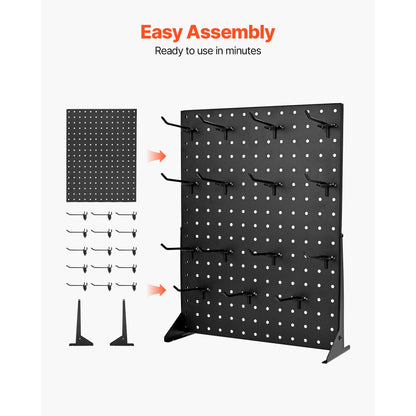 Tabletop Pegboard Display Stand — 17x13in Steel Peg Board with 15 Hooks for Retail & Jewelry