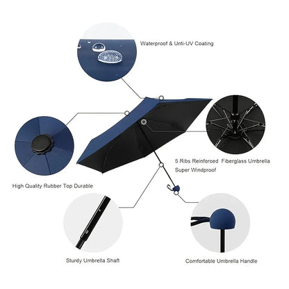 Compact Travel Mini Umbrella — UV Protection 5-Fold Ultra Lightweight Sunshade