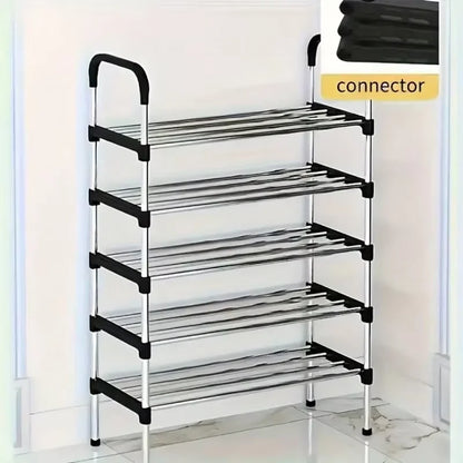 5-Layer Stackable Shoe Rack — Space-Saving Vertical Shoe Storage Cabinet in Black & Blue