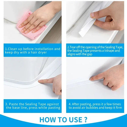 Waterproof Bathroom Sealing Tape — PVC Adhesive Caulk Strip for Sink, Bathtub & Kitchen