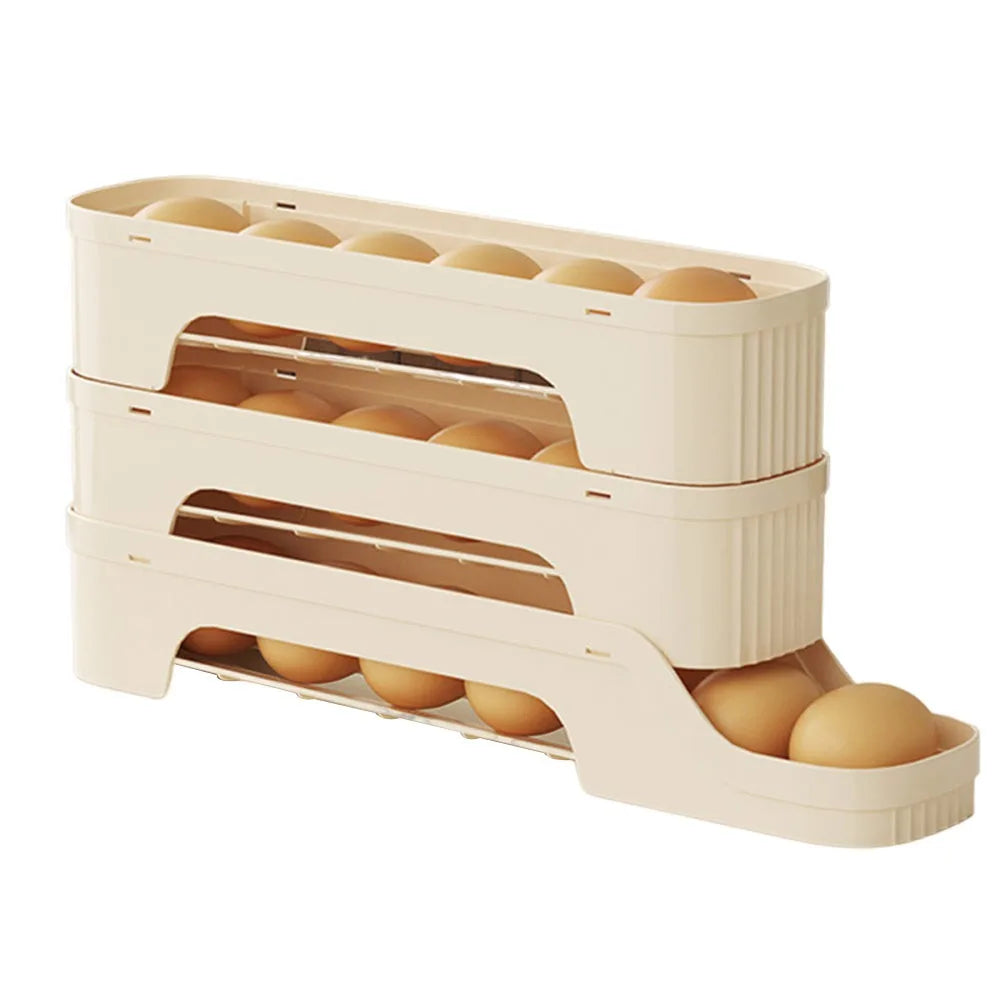 Durable Slide Egg Organizer Rack — 2, 3 & 4 Layer | Large Capacity Fridge Storage Box