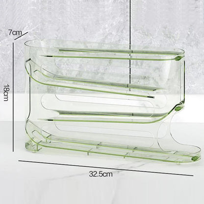 4-Layer Transparent Slide Egg Storage Box — Auto-Roll Fridge Organizer