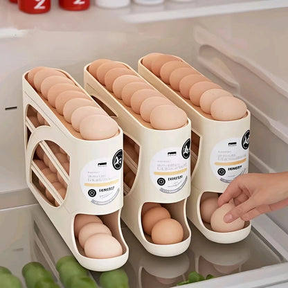 3-Tier Rolling Egg Storage Container for Fridge — Holds 24 Eggs