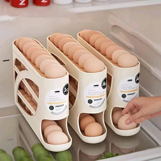3-Tier Rolling Egg Storage Container for Fridge — Holds 24 Eggs