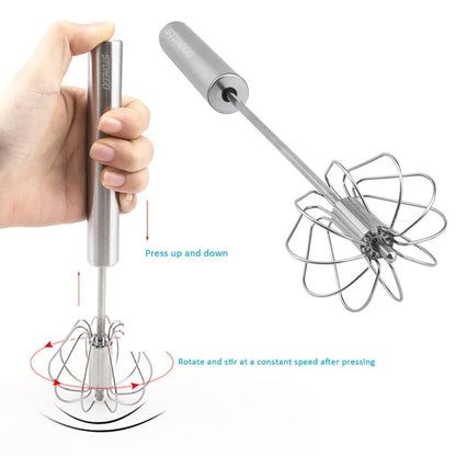 Semi-Automatic Egg Whisk — Stainless Steel Manual Stirring Rod & Cream Blender