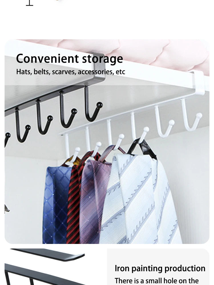 6-Hook Stainless Steel Mug and Cup Holder Rack — Under Cabinet Kitchen Organizer