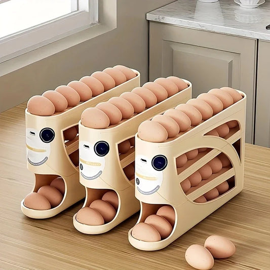 3-Tier Rolling Egg Storage Container for Fridge — Holds 24 Eggs