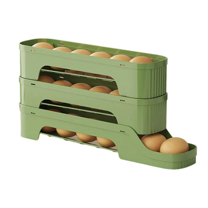 Durable Slide Egg Organizer Rack — 2, 3 & 4 Layer | Large Capacity Fridge Storage Box