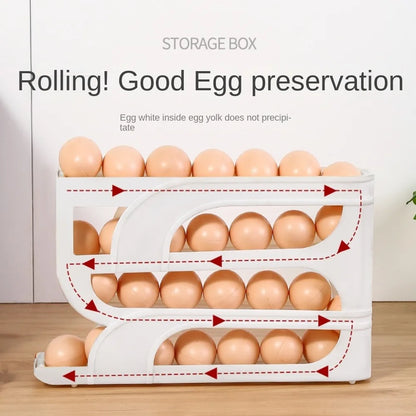 Automatic Egg Roller Organizer Rack — 3 & 4 Layer | Space-Saving Fridge Egg Holder