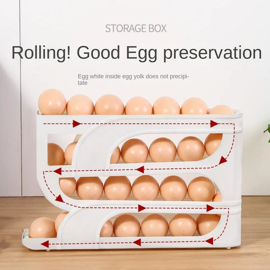 Automatic Egg Roller Organizer Rack — 3 & 4 Layer | Space-Saving Fridge Egg Holder