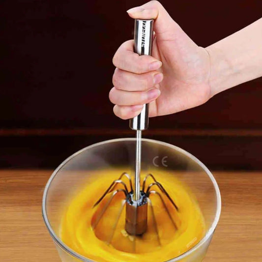 Semi-Automatic Egg Whisk — Stainless Steel Manual Stirring Rod & Cream Blender