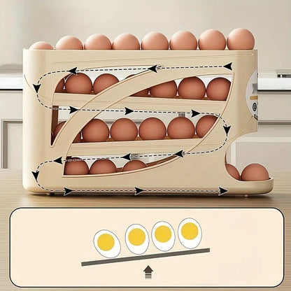 3-Tier Rolling Egg Storage Container for Fridge — Holds 24 Eggs