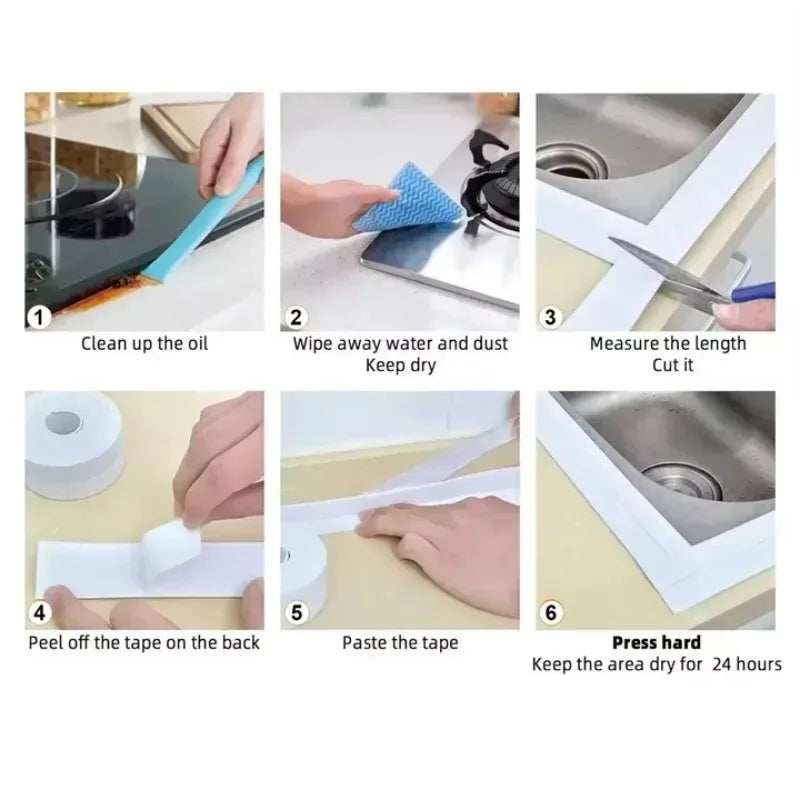 Waterproof Bathroom Sealing Tape — PVC Adhesive Caulk Strip for Sink, Bathtub & Kitchen