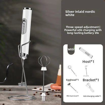 2-in-1 USB Rechargeable Electric Egg Beater & Milk Frother — Double Head Whisk