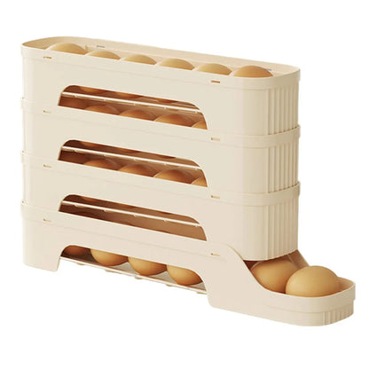 Durable Slide Egg Organizer Rack — 2, 3 & 4 Layer | Large Capacity Fridge Storage Box