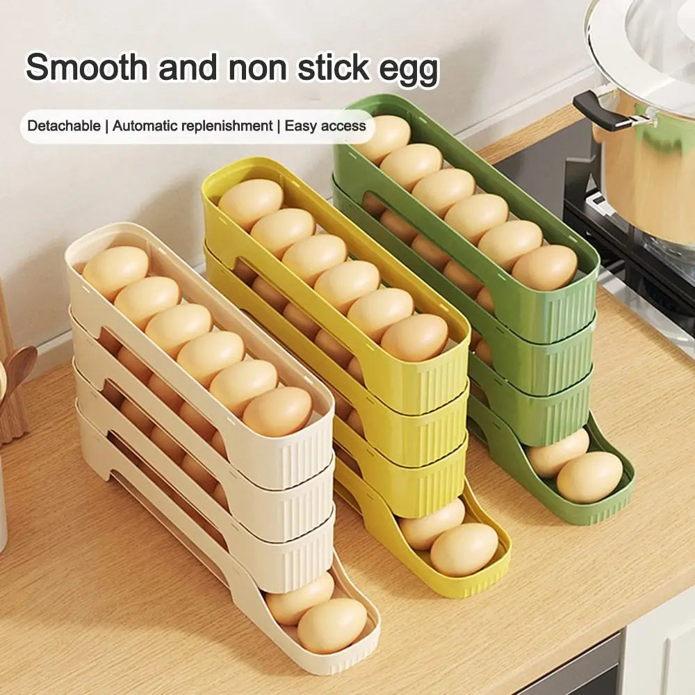 Durable Slide Egg Organizer Rack — 2, 3 & 4 Layer | Large Capacity Fridge Storage Box