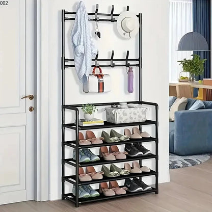 Hallway Clothes Hanger and Shoe Rack — Entryway Organizer for Shoes, Coats, Hats & Bags