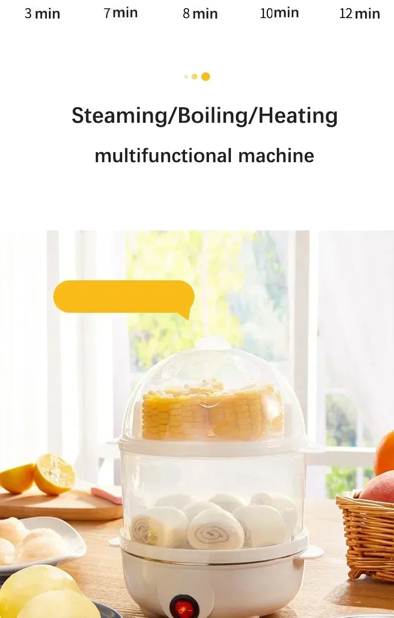Double Layer Electric Egg Cooker & Steamer — Boil, Poach & Steam Eggs and Veggies