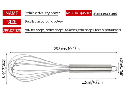 Stainless Steel Manual Egg Beater — Hand Whisk for Baking & Cooking