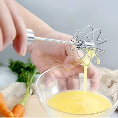Semi-Automatic Egg Whisk — Stainless Steel Manual Stirring Rod & Cream Blender