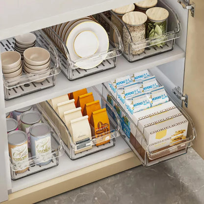 Clear Refrigerator Organizer Bins — Pull-Out Drawer for Eggs, Veggies & Snacks