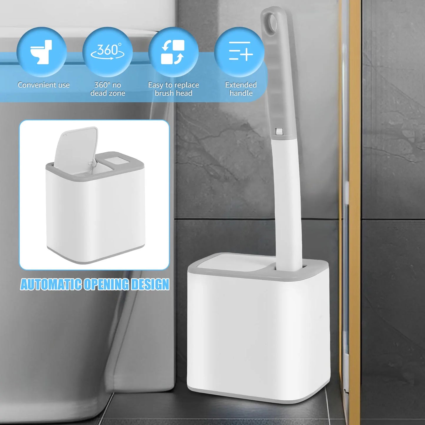 Disposable Toilet Brush Kit – Replacement Heads with Long Handle & Wall Mount
