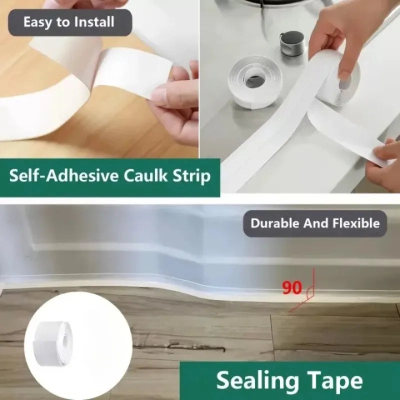 Waterproof Bathroom Sealing Tape — PVC Adhesive Caulk Strip for Sink, Bathtub & Kitchen