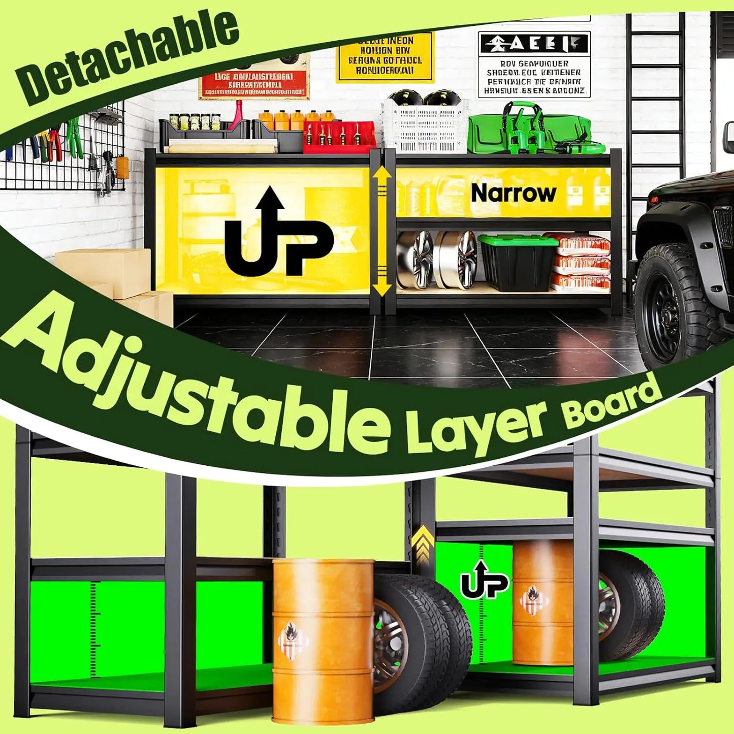 2000LBS Heavy Duty Garage Shelving Unit — 5-Tier Adjustable Metal Storage Shelves