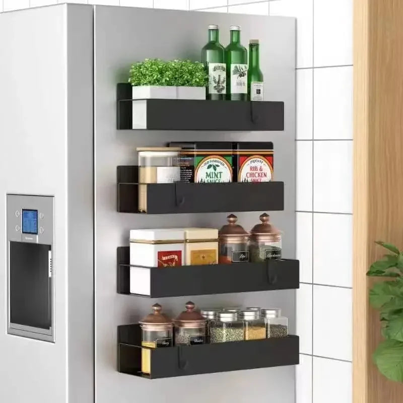 Refrigerator Magnetic Spice Rack — Side Storage Hanging Basket & Space-Saving Kitchen Organizer