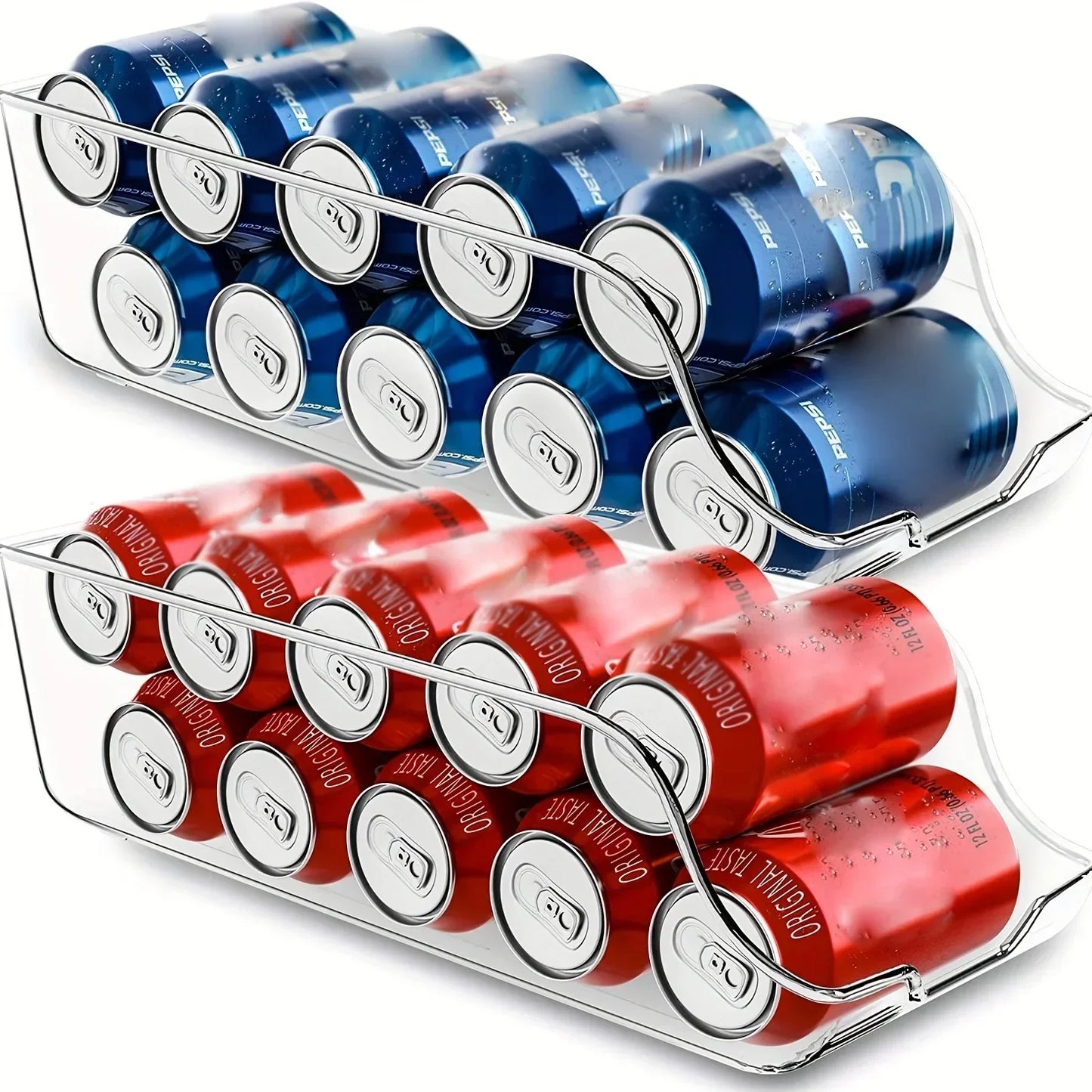 Auto-Rolling Soda Can Dispenser — Fridge & Pantry Organizer Rack
